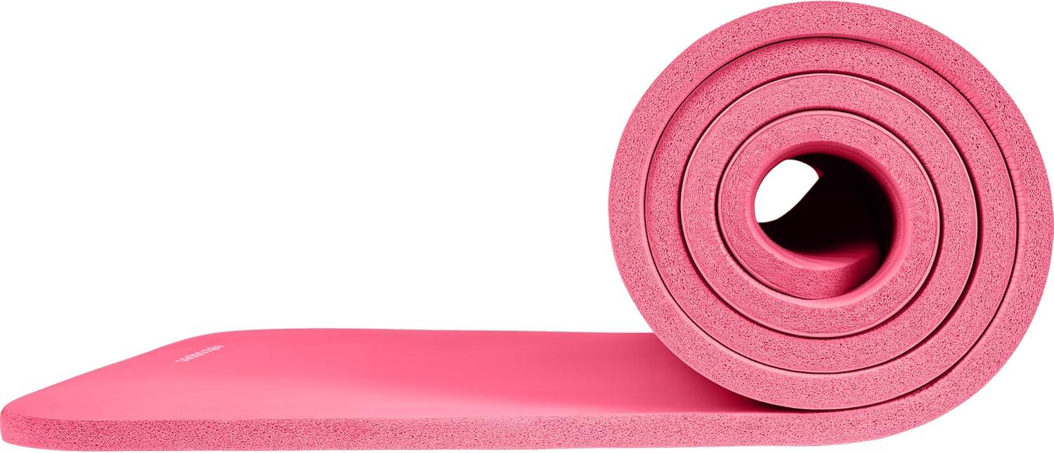 Retrospec Solana Yoga Mat Thick 1/2in Non-Slip Workout Mat with Nylon Strap – 72x24in Exercise Mat for Pilates, Stretching & Fitness – BPA Free, Easy Clean(Pink Dahlia)