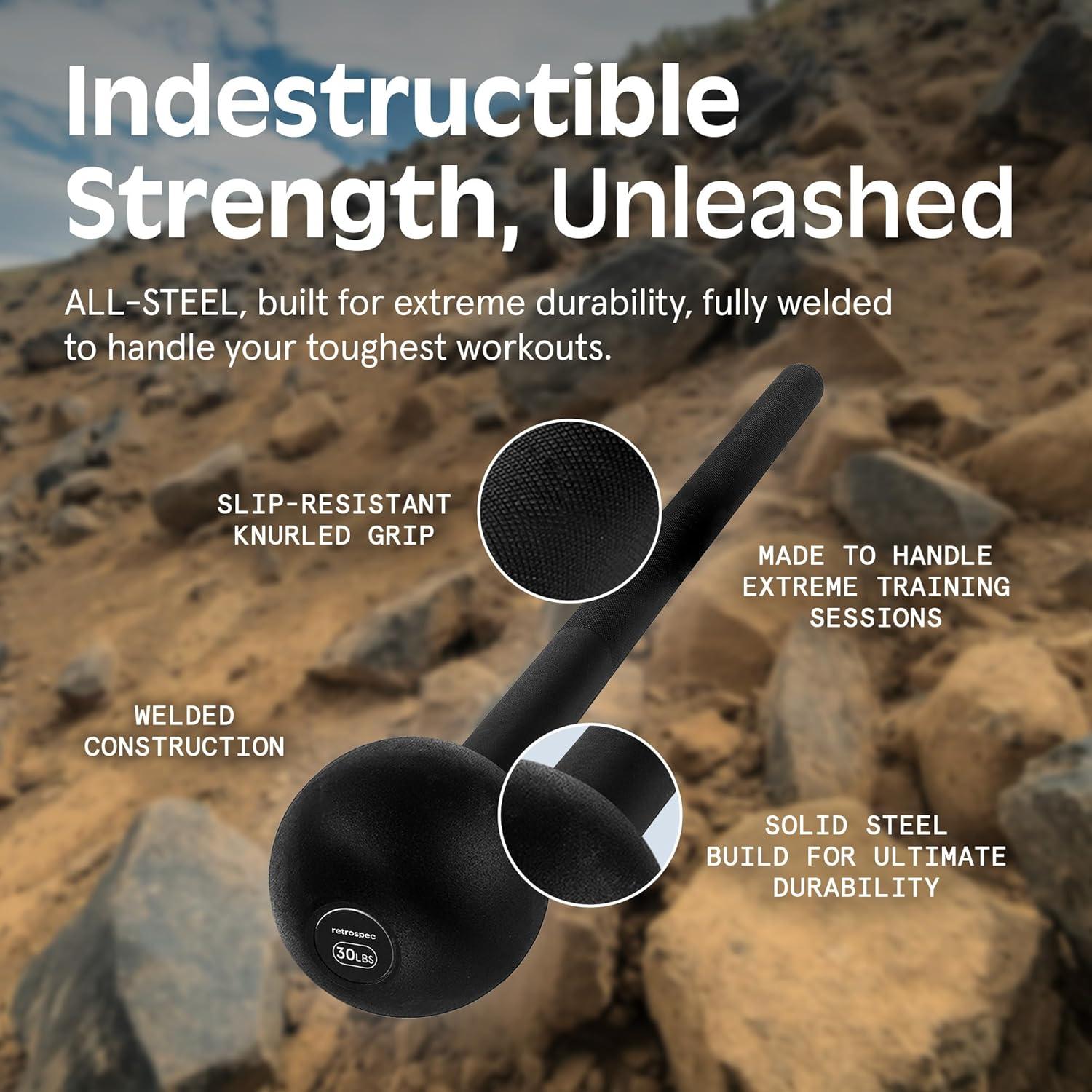 Retrospec Revolve Steel Macebell for Strength Training, Rehabilitation, Stretching, Conditioning and Rotational Training – 5, 7, 10, 15, 20, 30lb Options for Women & Men(Matte Black)