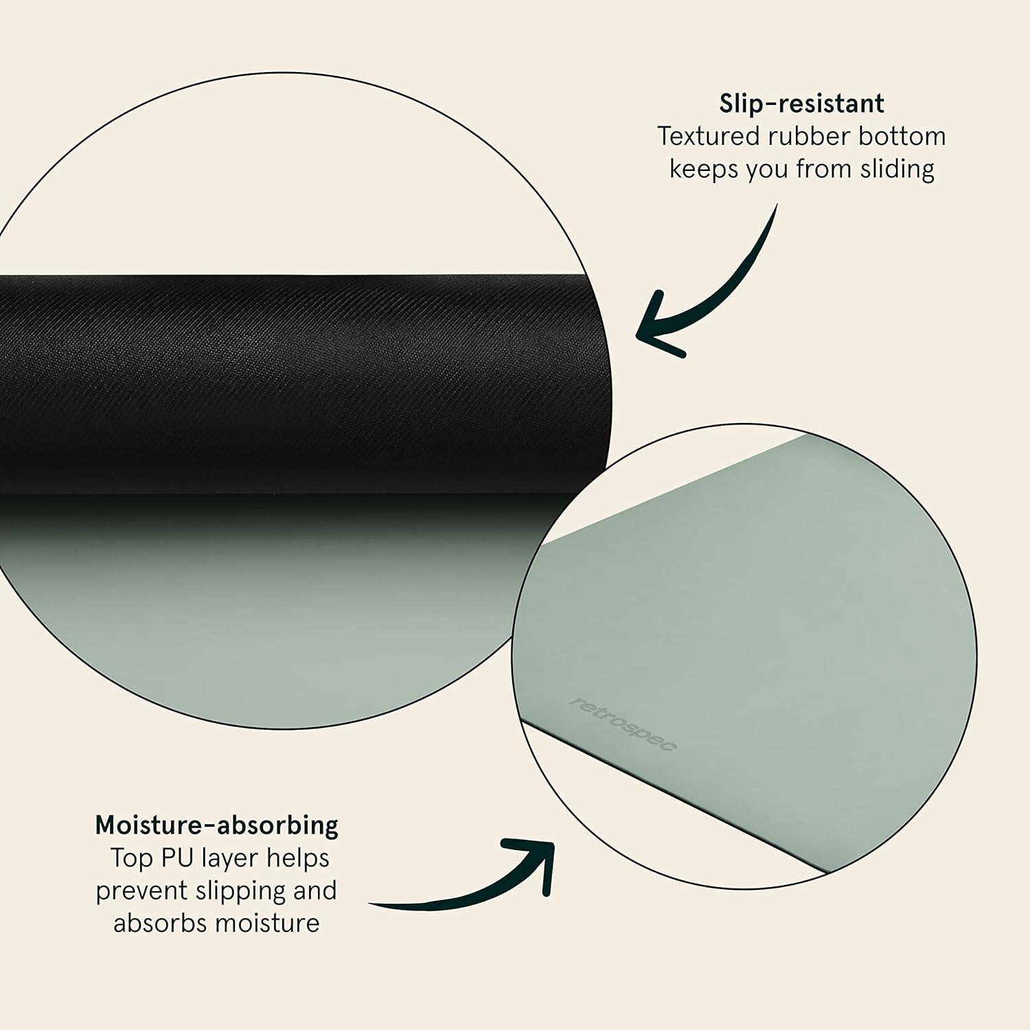 Retrospec Laguna 5mm Yoga Mat – Fitness Mat for Women, Men & Children, Slip-Resistant and Moisture Absorbing Exercise Mat for Home, Pilates, Yoga and Floor Workouts(Sage)