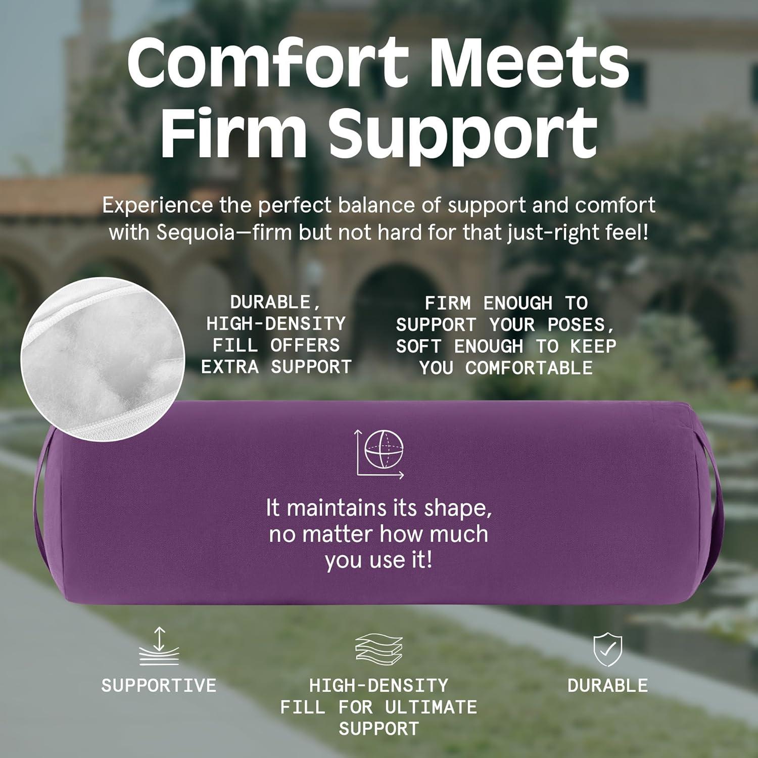 Retrospec Retrospec Sequoia Yoga Bolster Pillow – Meditation Cushion for Yoga Practices – Includes Machine Washable 100% Cotton Cover & Durable Carry Handle(Mulberry)