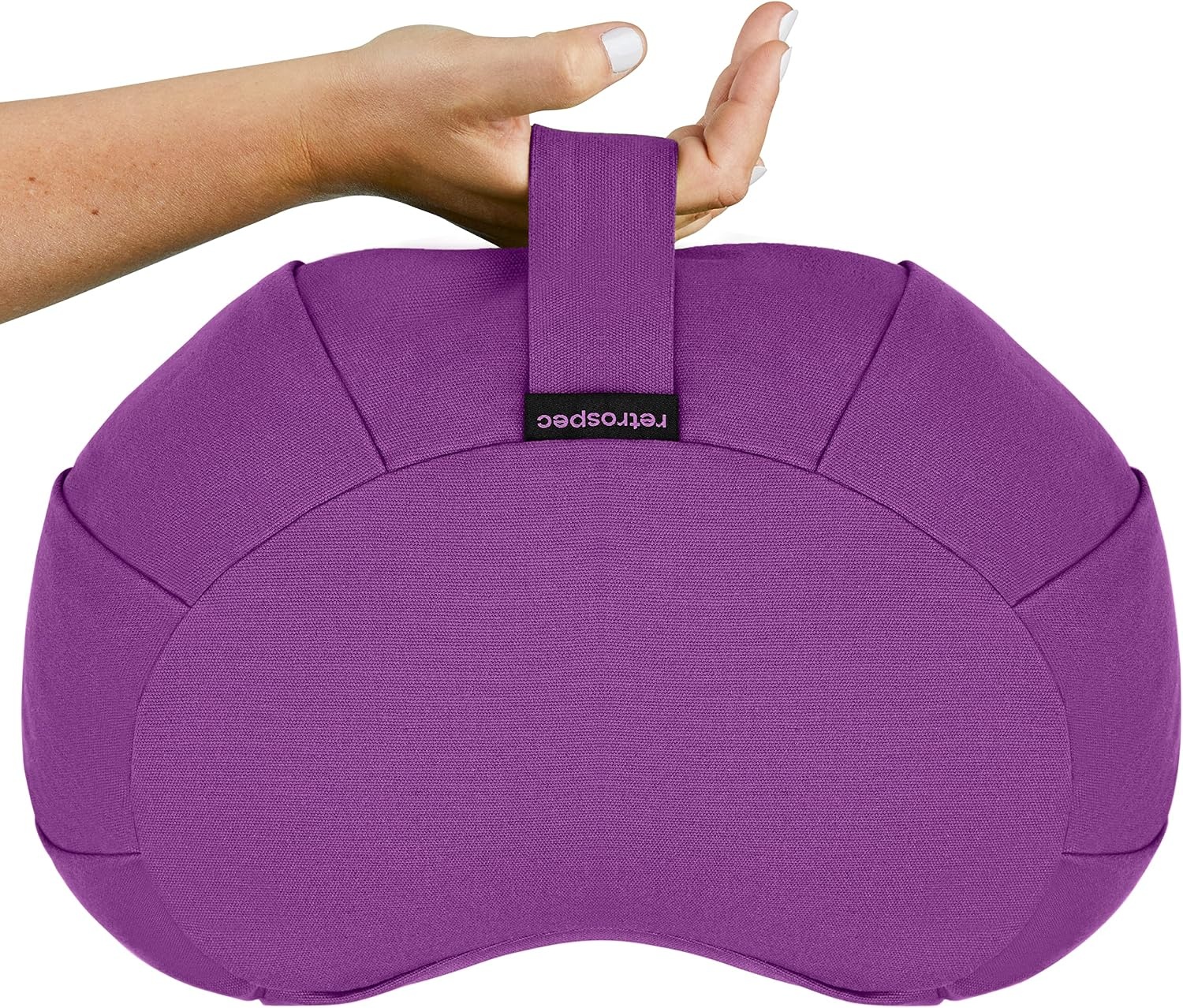 Retrospec Sedona Zafu Meditation Cushion with Buckwheat Hull Fill – Adjustable Yoga & Pilates Equipment Support – 17in Crescent Cotton Cover(Mulberry)