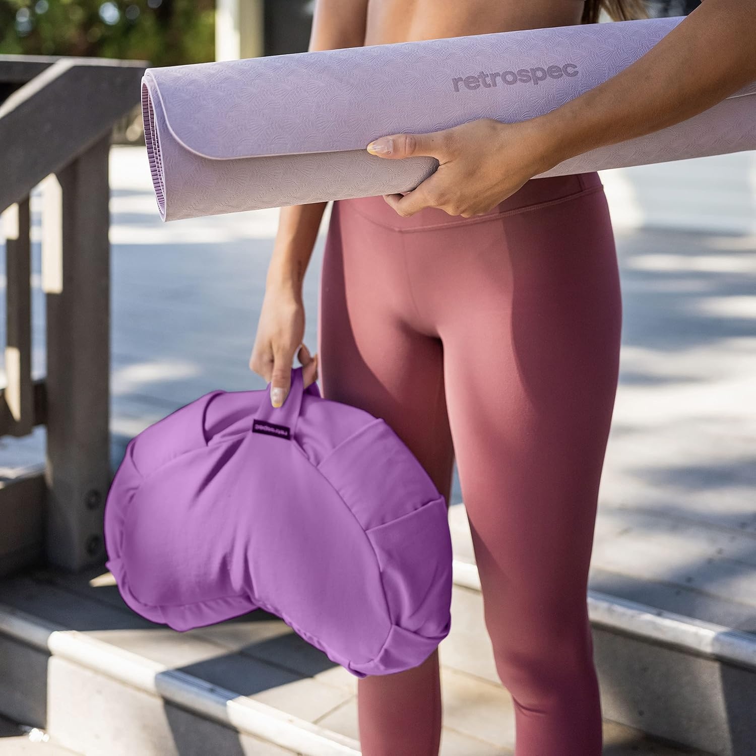 Retrospec Sedona Zafu Meditation Cushion with Buckwheat Hull Fill – Adjustable Yoga & Pilates Equipment Support – 17in Crescent Cotton Cover(Mulberry)