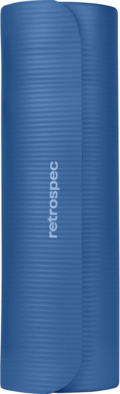 Retrospec Solana Yoga Mat Thick 1/2in Non-Slip Workout Mat with Nylon Strap – 72x24in Exercise Mat for Pilates, Stretching & Fitness – BPA Free, Easy Clean(Denim Blue)