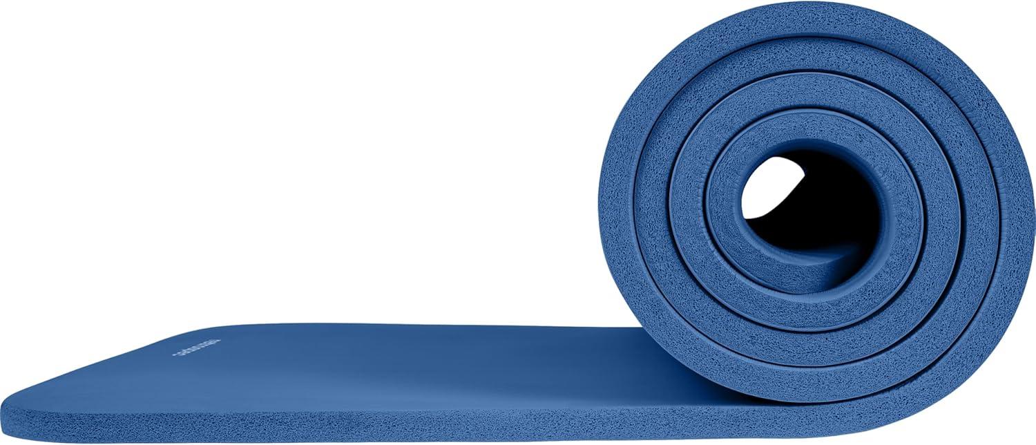 Retrospec Solana Yoga Mat Thick 1/2in Non-Slip Workout Mat with Nylon Strap – 72x24in Exercise Mat for Pilates, Stretching & Fitness – BPA Free, Easy Clean(Denim Blue)