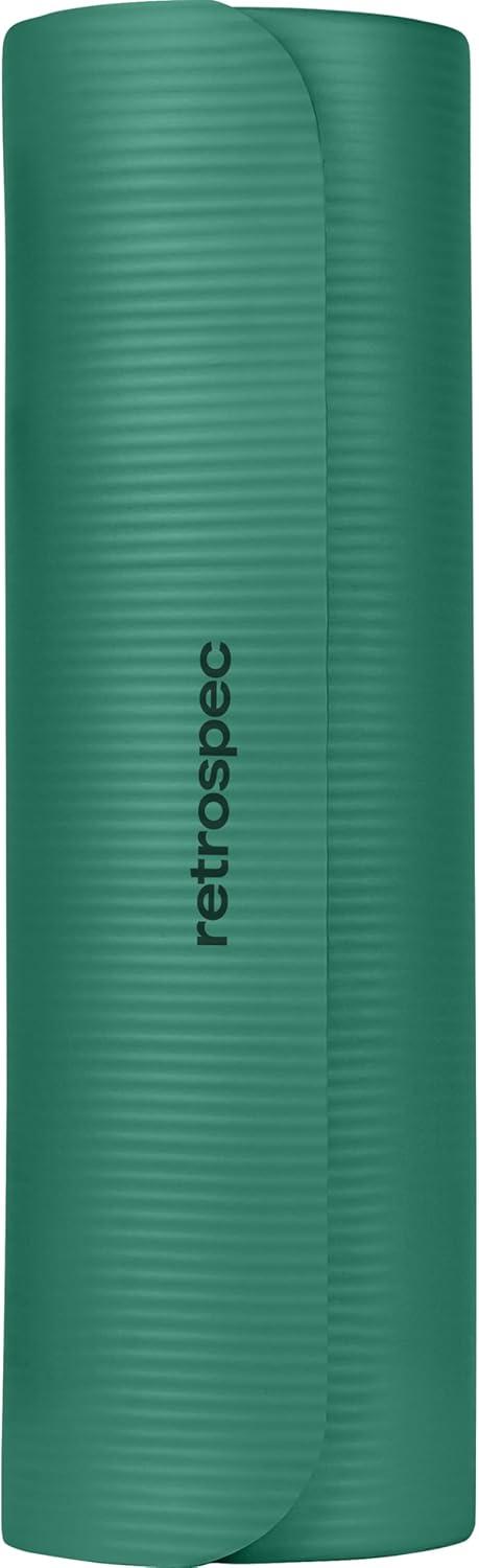 Retrospec Solana Yoga Mat 1″ Thick w/Nylon Strap for Men & Women – Non Slip Exercise Mat for Home Yoga, Pilates, Stretching, Floor & Fitness Workouts(Elm Green)