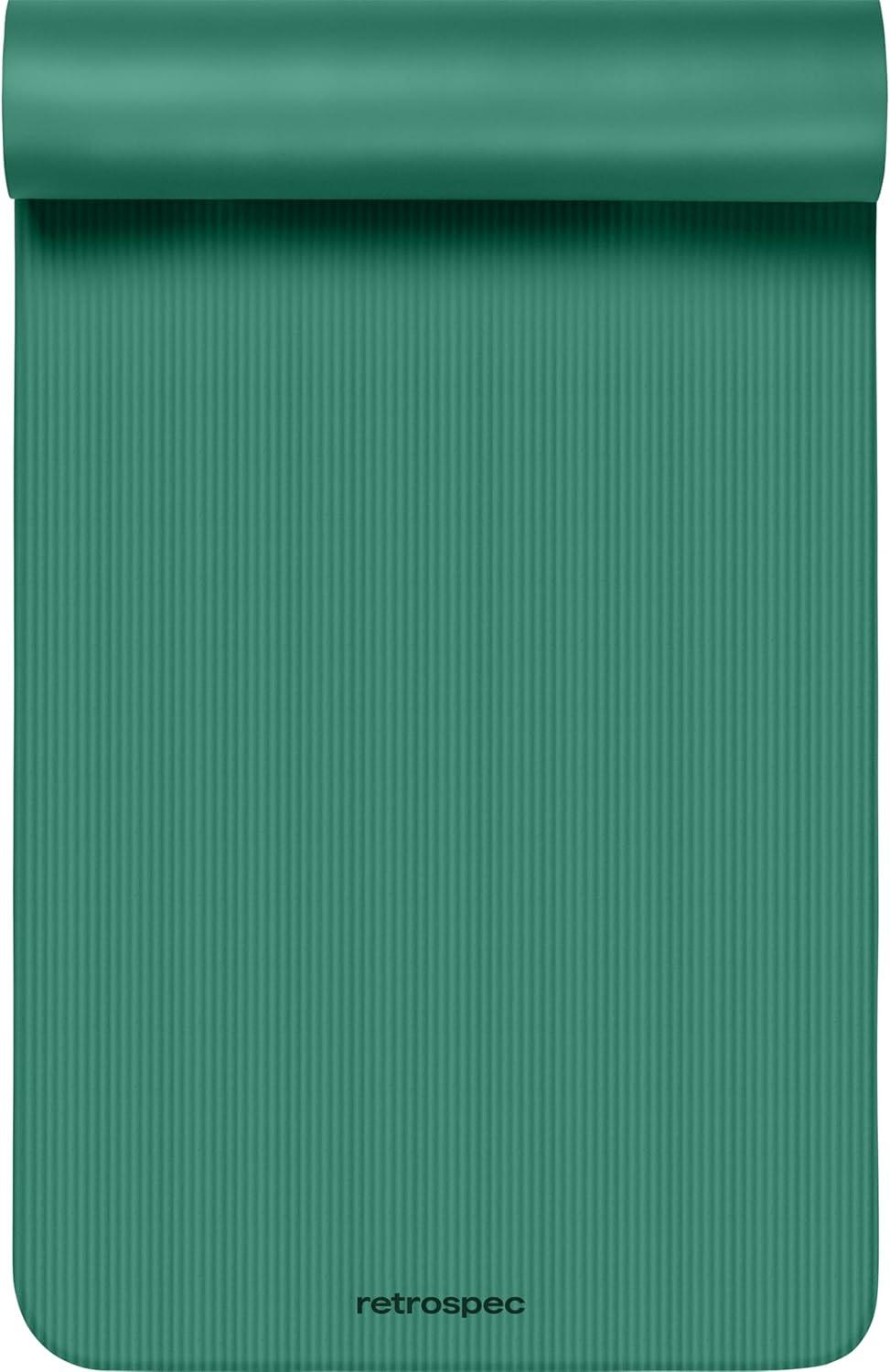 Retrospec Solana Yoga Mat 1″ Thick w/Nylon Strap for Men & Women – Non Slip Exercise Mat for Home Yoga, Pilates, Stretching, Floor & Fitness Workouts(Elm Green)