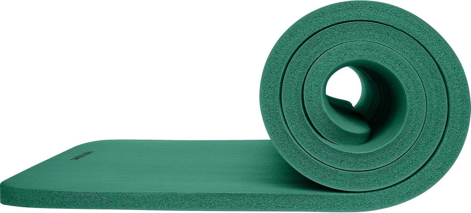Retrospec Solana Yoga Mat 1″ Thick w/Nylon Strap for Men & Women – Non Slip Exercise Mat for Home Yoga, Pilates, Stretching, Floor & Fitness Workouts(Elm Green)