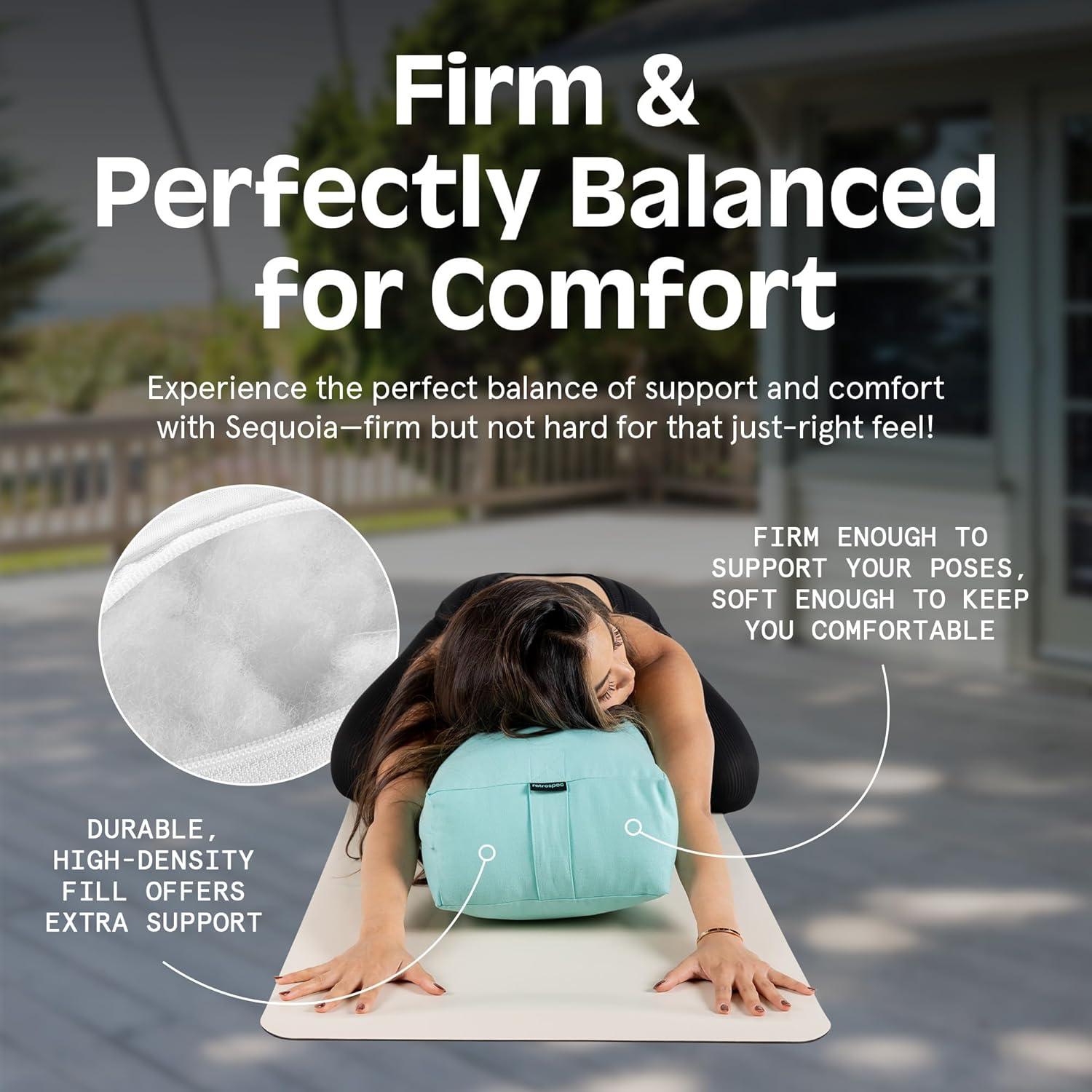 Retrospec Retrospec Sequoia Rectangular Yoga Bolster Pillow – Meditation Cushion for Yoga Practices – Includes Machine Washable 100% Cotton Cover & Durable Carry Handle(Wisteria)