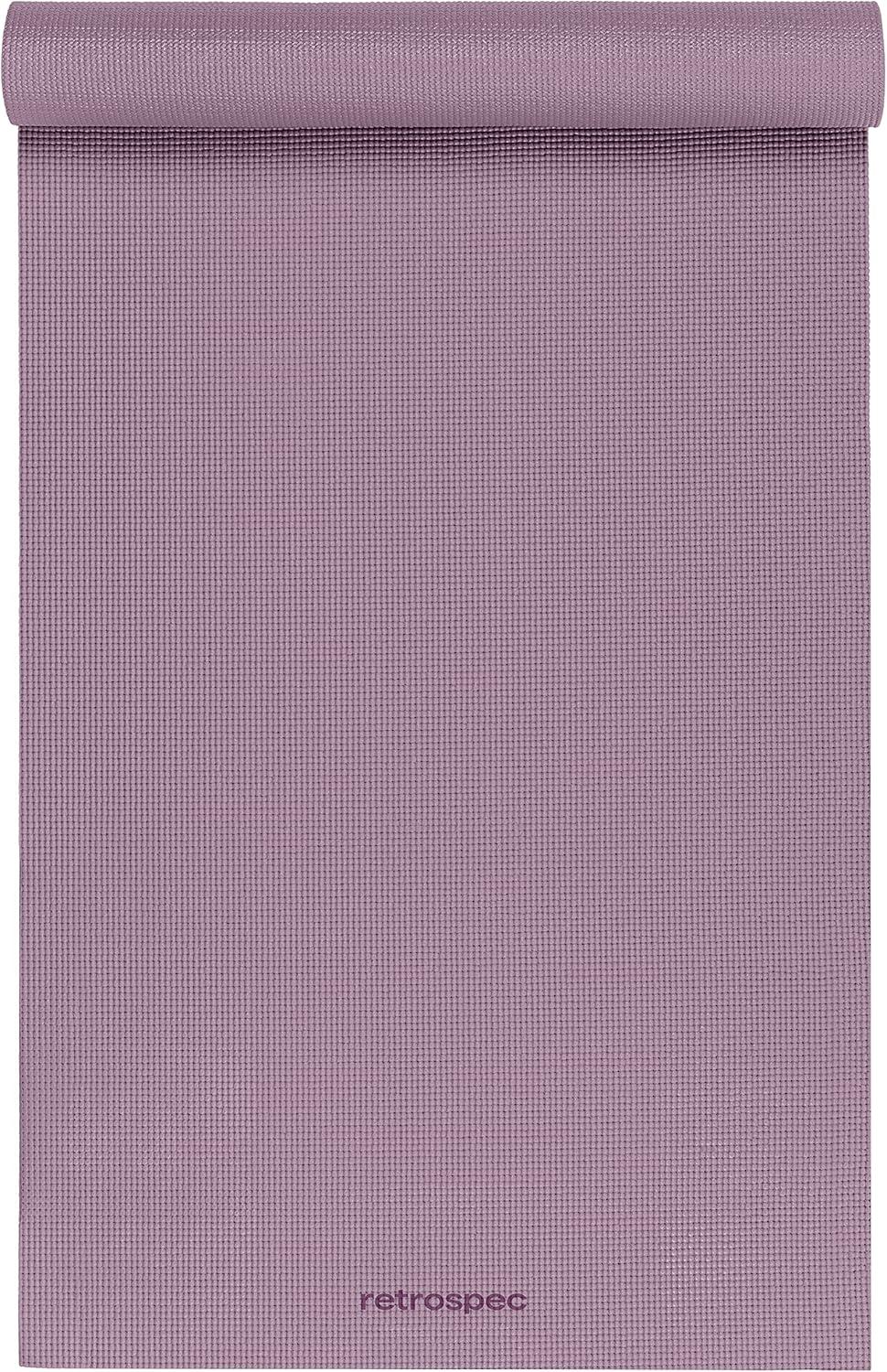 Retrospec Pismo Yoga Mat w/Nylon Strap for Men & Women – Non Slip Exercise Mat for Yoga, Pilates, Stretching, Floor & Fitness Workouts, .5mm Thick, Easy to Clean(Violet Haze)
