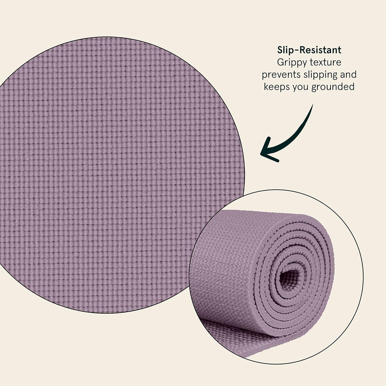 Retrospec Pismo Yoga Mat w/Nylon Strap for Men & Women – Non Slip Exercise Mat for Yoga, Pilates, Stretching, Floor & Fitness Workouts, .5mm Thick, Easy to Clean(Violet Haze)