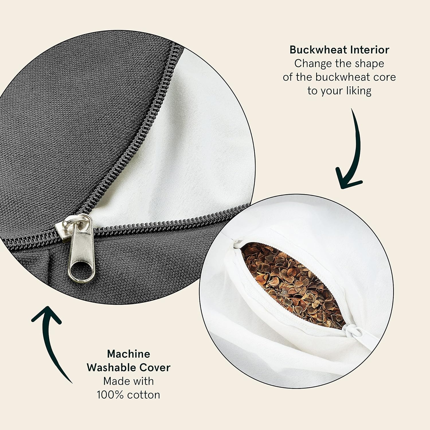 Retrospec Sedona Zafu Meditation Cushion Filled w/Buckwheat Hulls – Yoga Pillow for Meditation Practices – Machine Washable 100% Cotton Cover & Durable Carry Handle, Crescent, Black(Stone)