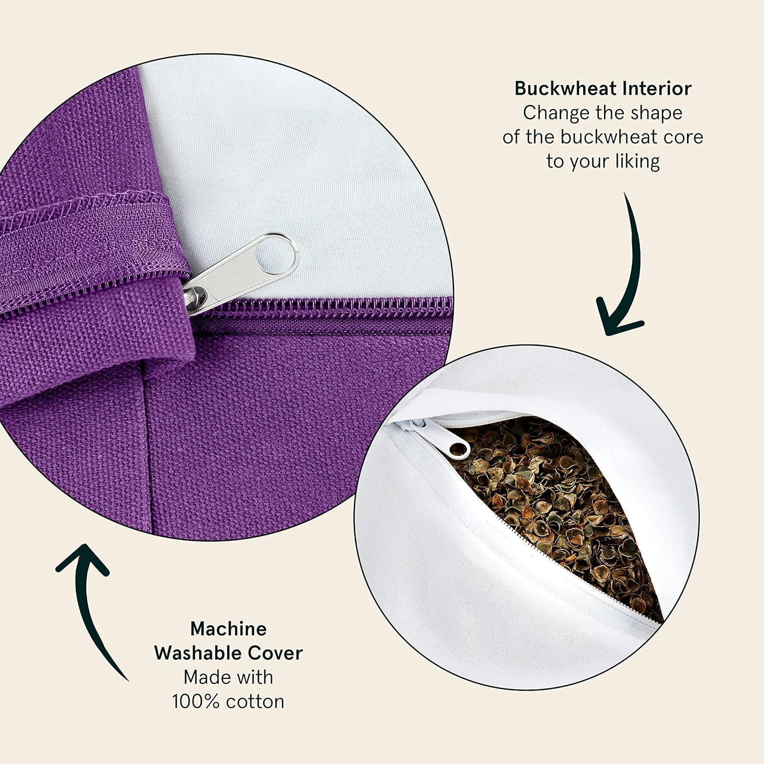 Retrospec Sedona Zafu Meditation Cushion Filled w/Buckwheat Hulls – Yoga Pillow for Meditation Practices – Machine Washable 100% Cotton Cover & Durable Carry Handle, Round(Mulberry)