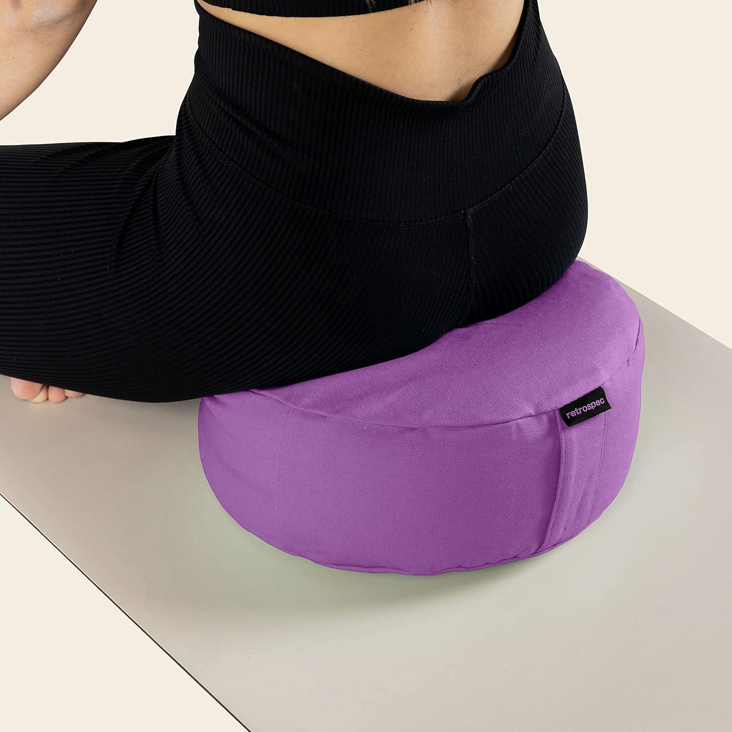 Retrospec Sedona Zafu Meditation Cushion Filled w/Buckwheat Hulls – Yoga Pillow for Meditation Practices – Machine Washable 100% Cotton Cover & Durable Carry Handle, Round(Mulberry)