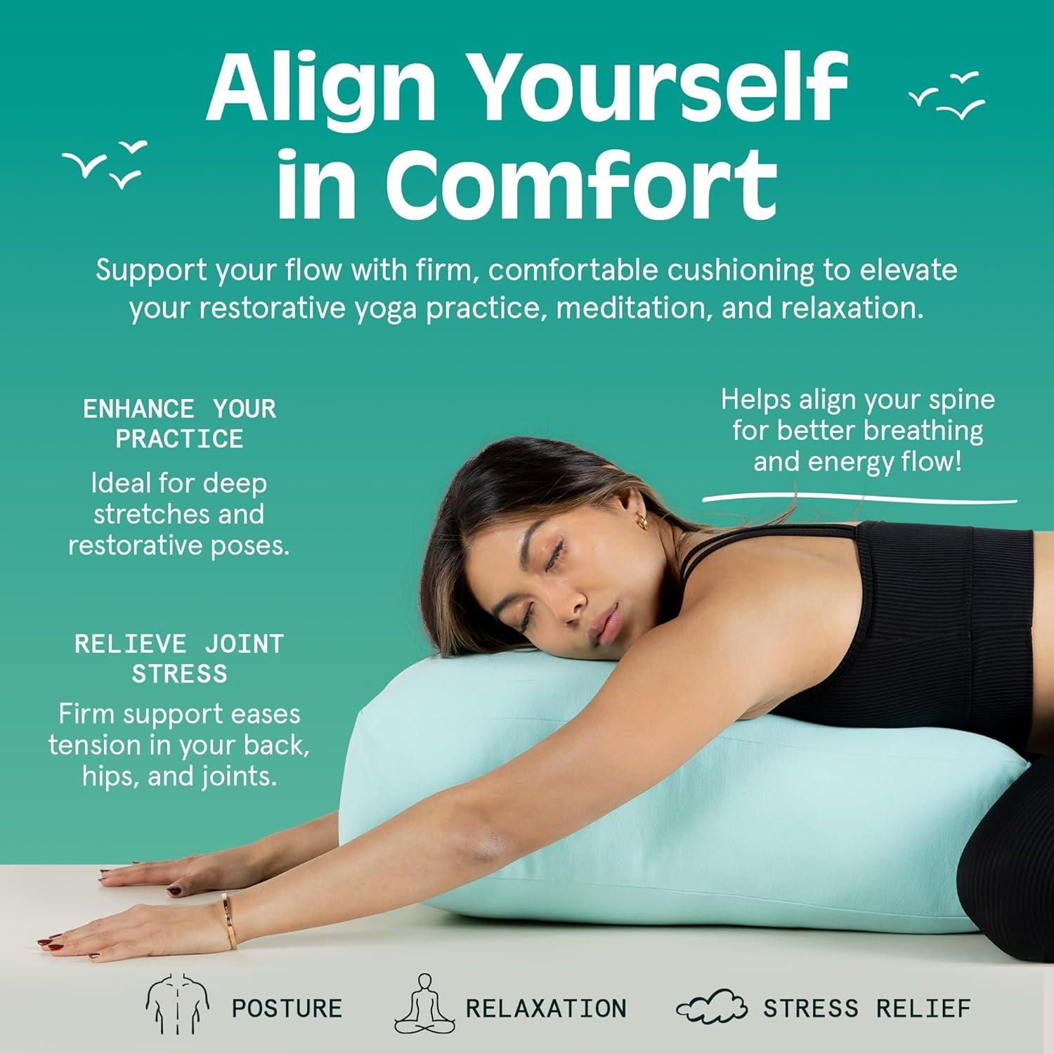 Retrospec Retrospec Sequoia Rectangular Yoga Bolster Pillow – Meditation Cushion for Yoga Practices – Includes Machine Washable 100% Cotton Cover & Durable Carry Handle(Mulberry)