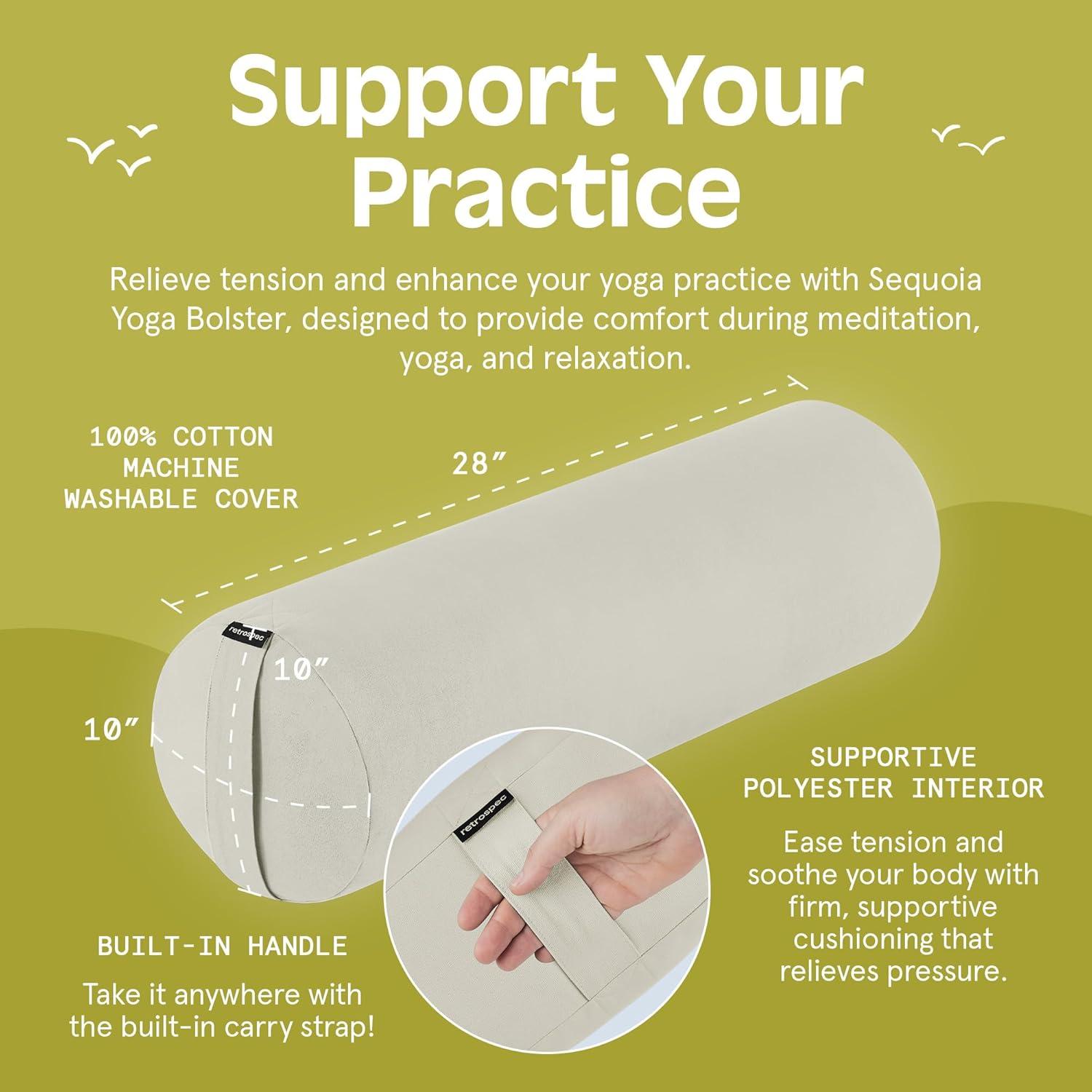 Retrospec Retrospec Sequoia Yoga Bolster Pillow – Meditation Cushion for Yoga Practices – Includes Machine Washable 100% Cotton Cover & Durable Carry Handle(Oatmeal)