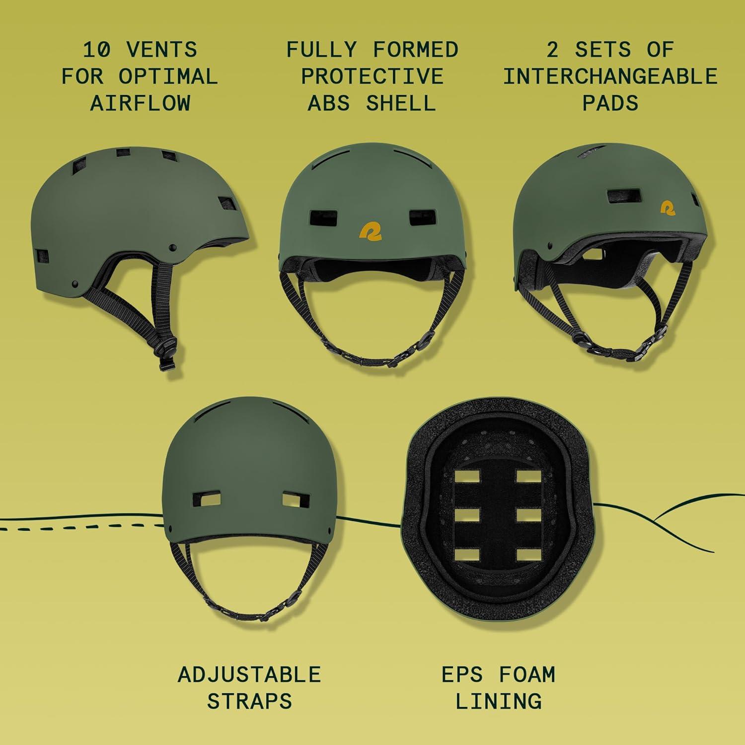 Retrospec Dakota Adult Bike Helmet for Men & Women – Multi-Sport Protection with ABS Shell, EPS Foam, 10 Vents & Removable Washable Padding for BMX, Skating, Scooter and Skate – Helmets for Adults(Matte Forest)