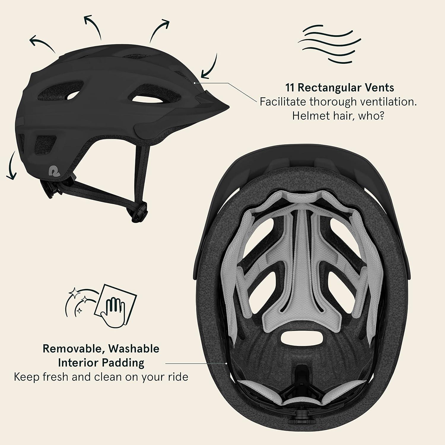 Retrospec Lennon Adult Bike Helmet with LED Safety Light Adjustable Dial & Removable Visor – Adjustable Bicycle Cycling Helmet for Men & Women(Matte Black)