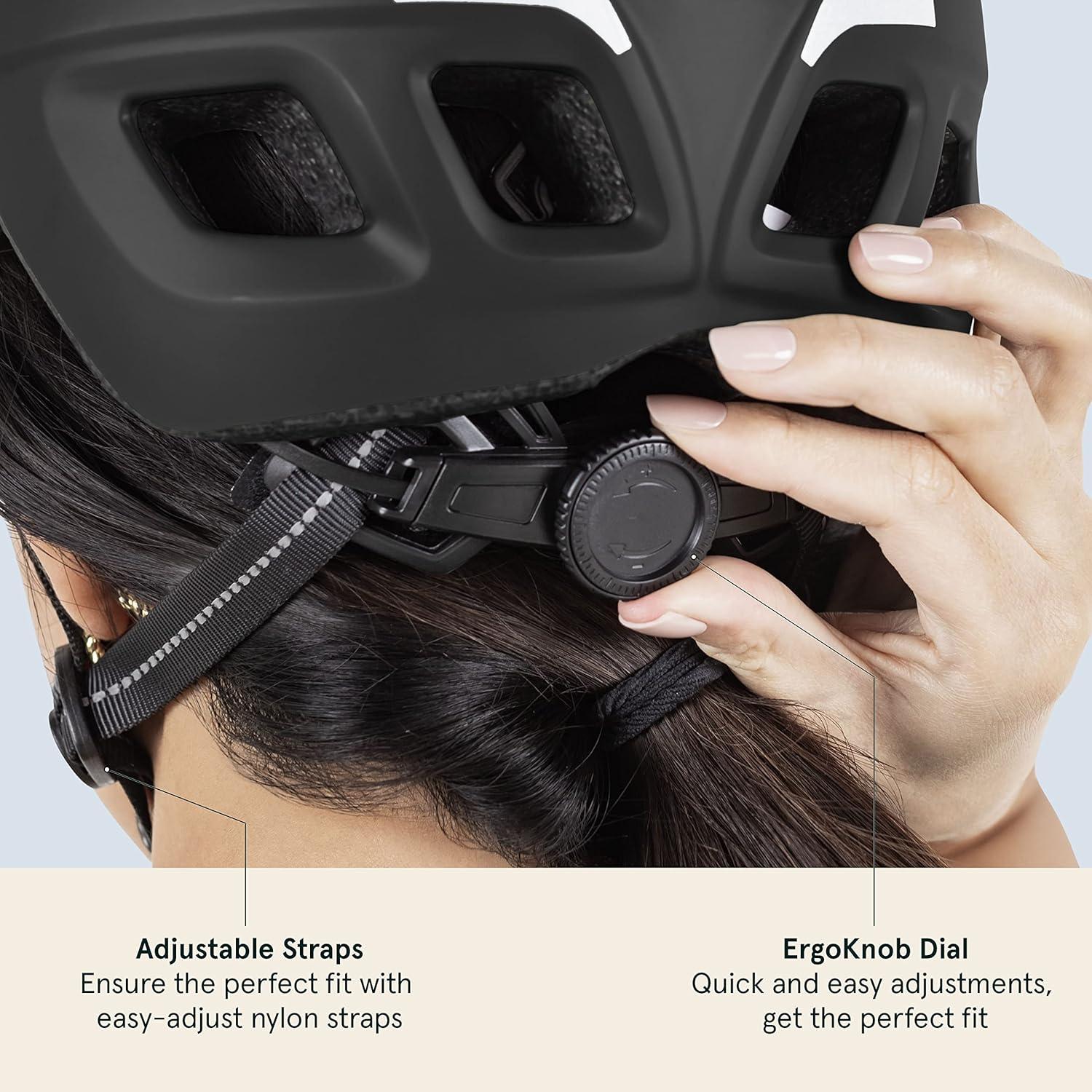Retrospec Lennon Adult Bike Helmet with LED Safety Light Adjustable Dial & Removable Visor – Adjustable Bicycle Cycling Helmet for Men & Women(Matte Black)