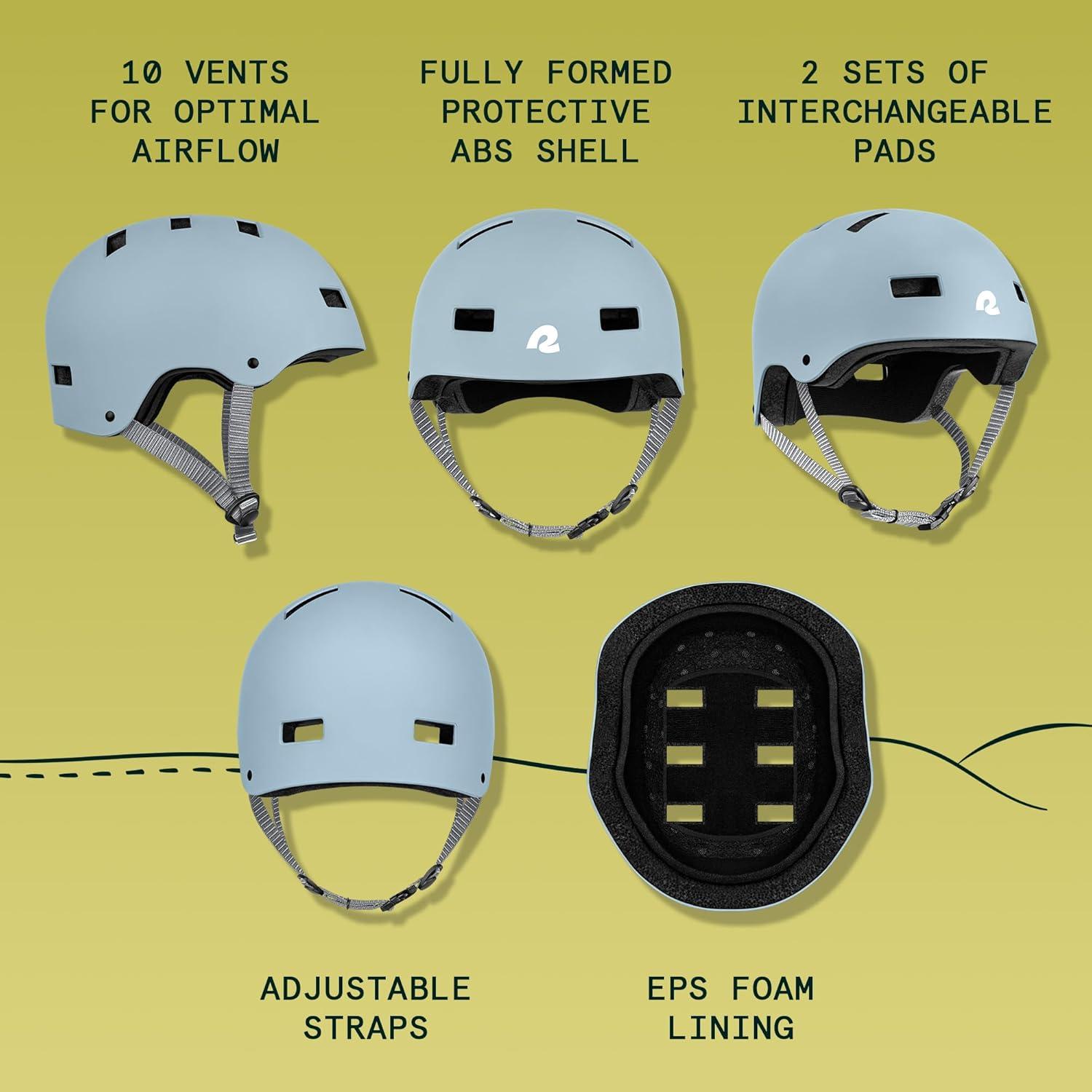 Retrospec Dakota Adult Bike Helmet for Men & Women – Multi-Sport Protection with ABS Shell, EPS Foam, 10 Vents & Removable Washable Padding for BMX, Skating, Scooter and Skate – Helmets for Adults(Matte Crystal Blue)