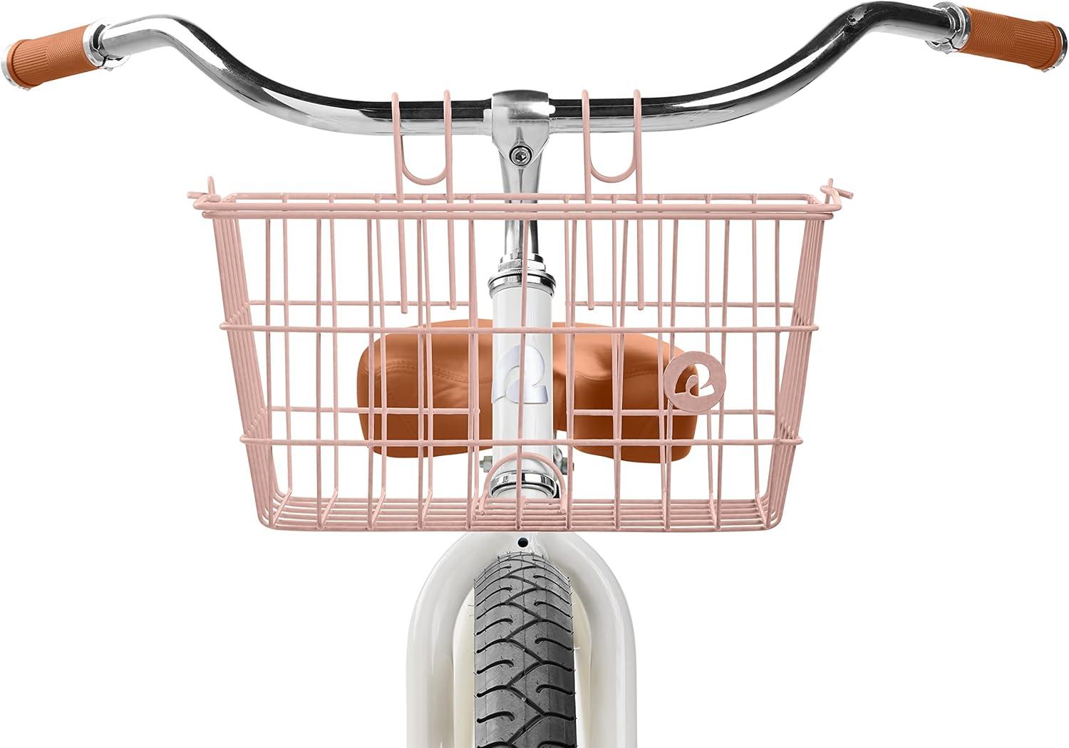 Retrospec Apollo-Lite Lift-Off Bike Basket – Detachable Steel Handlebar Basket with Carrying Handle for Commuting, Shopping & Beach Trips – 14.5in x 9.5in Weather-Resistant Biking Gear(Blush)