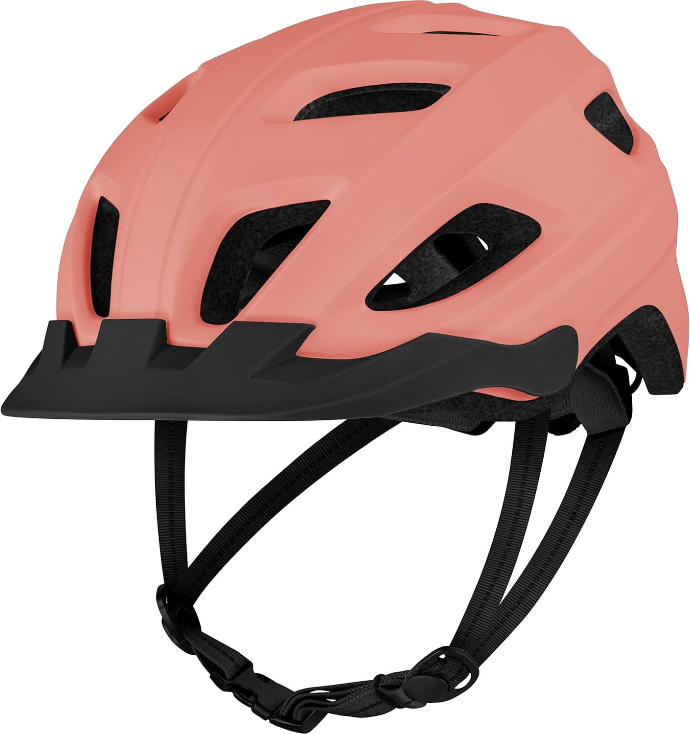 Retrospec Lennon Adult Bike Helmet with LED Safety Light Adjustable Dial & Removable Visor – Adjustable Bicycle Cycling Helmet for Men & Women(Matte Melon)