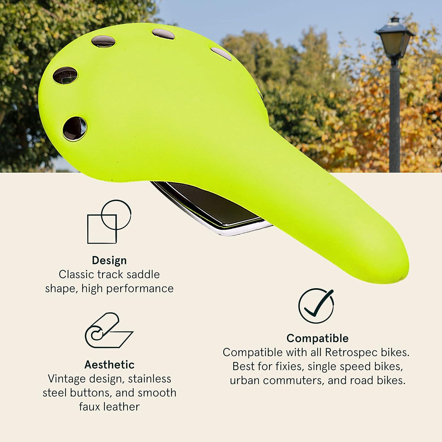 Retrospec Bicycles 6 Button Track/Velo Saddle(Yellow)