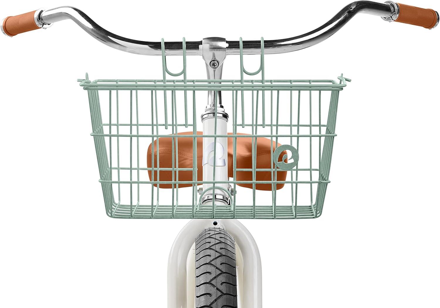 Retrospec Apollo-Lite Lift-Off Bike Basket – Detachable Steel Handlebar Basket with Carrying Handle for Commuting, Shopping & Beach Trips – 14.5in x 9.5in Weather-Resistant Biking Gear(Matcha)