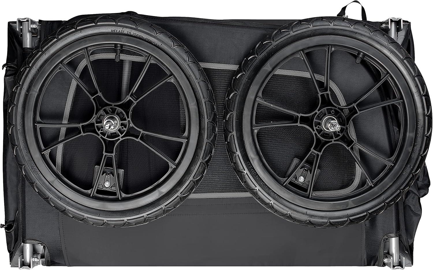 Retrospec Rover Waggin’ Pet and Dog Bike Trailer with Weather-Resistant Canopy & Mesh Shield – Foldable Frame, 16in Wheels with Storage Pouch & Internal Safety Leash Supports up to 50 lbs(Black)