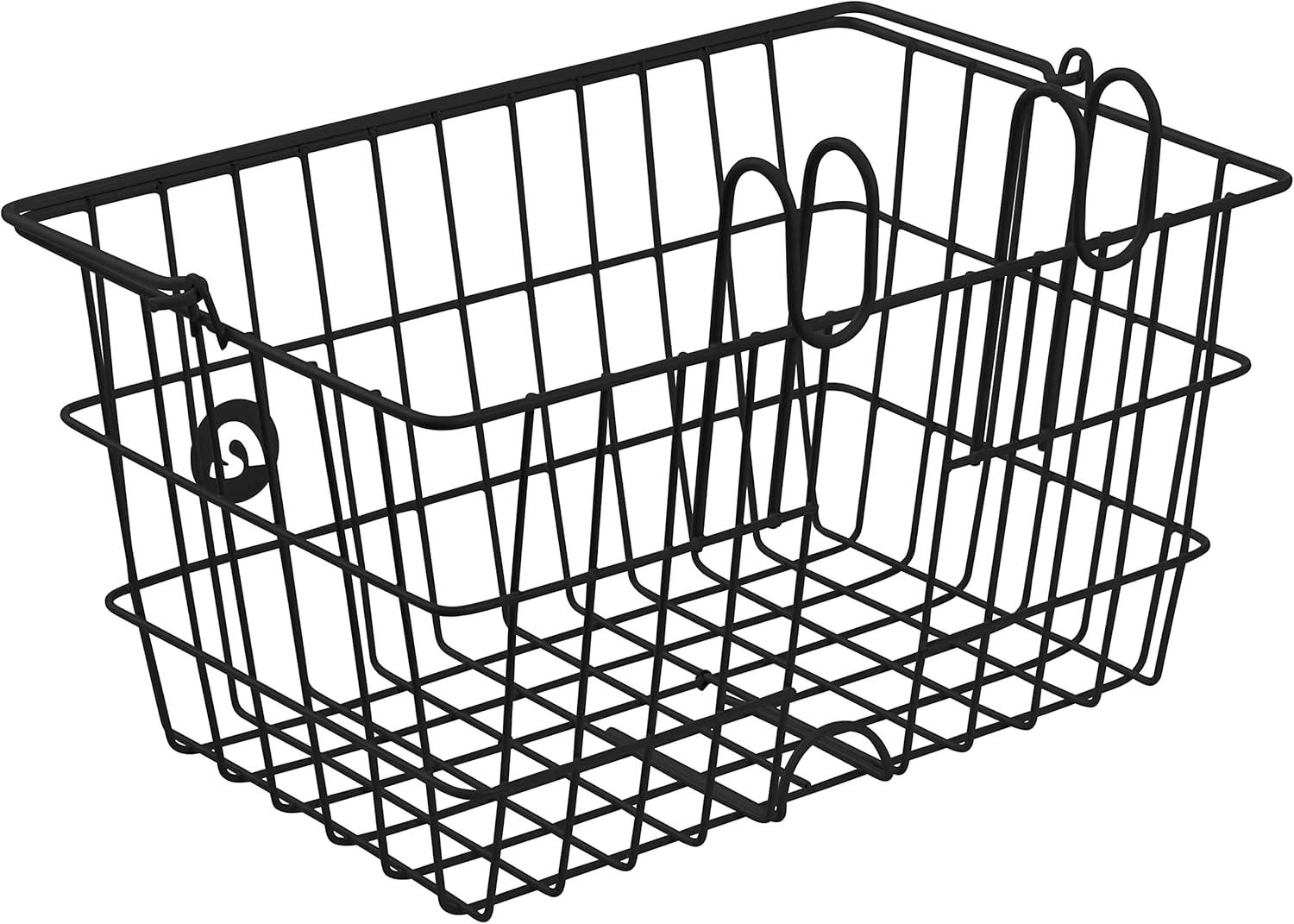 Retrospec Apollo-Lite Lift-Off Bike Basket – Detachable Steel Handlebar Basket with Carrying Handle for Commuting, Shopping & Beach Trips – 14.5in x 9.5in Weather-Resistant Biking Gear(Black)