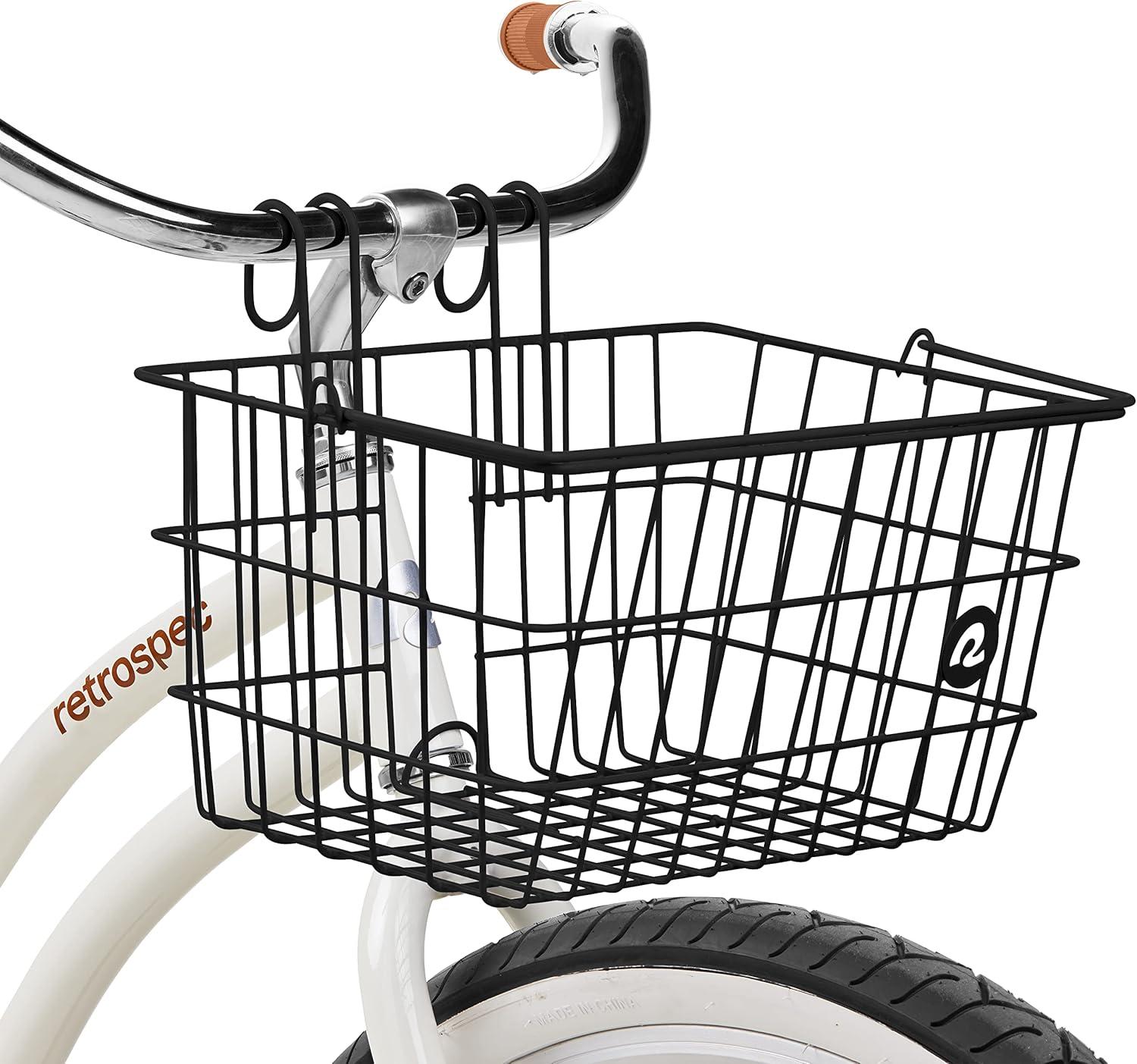 Retrospec Apollo-Lite Lift-Off Bike Basket – Detachable Steel Handlebar Basket with Carrying Handle for Commuting, Shopping & Beach Trips – 14.5in x 9.5in Weather-Resistant Biking Gear(Black)