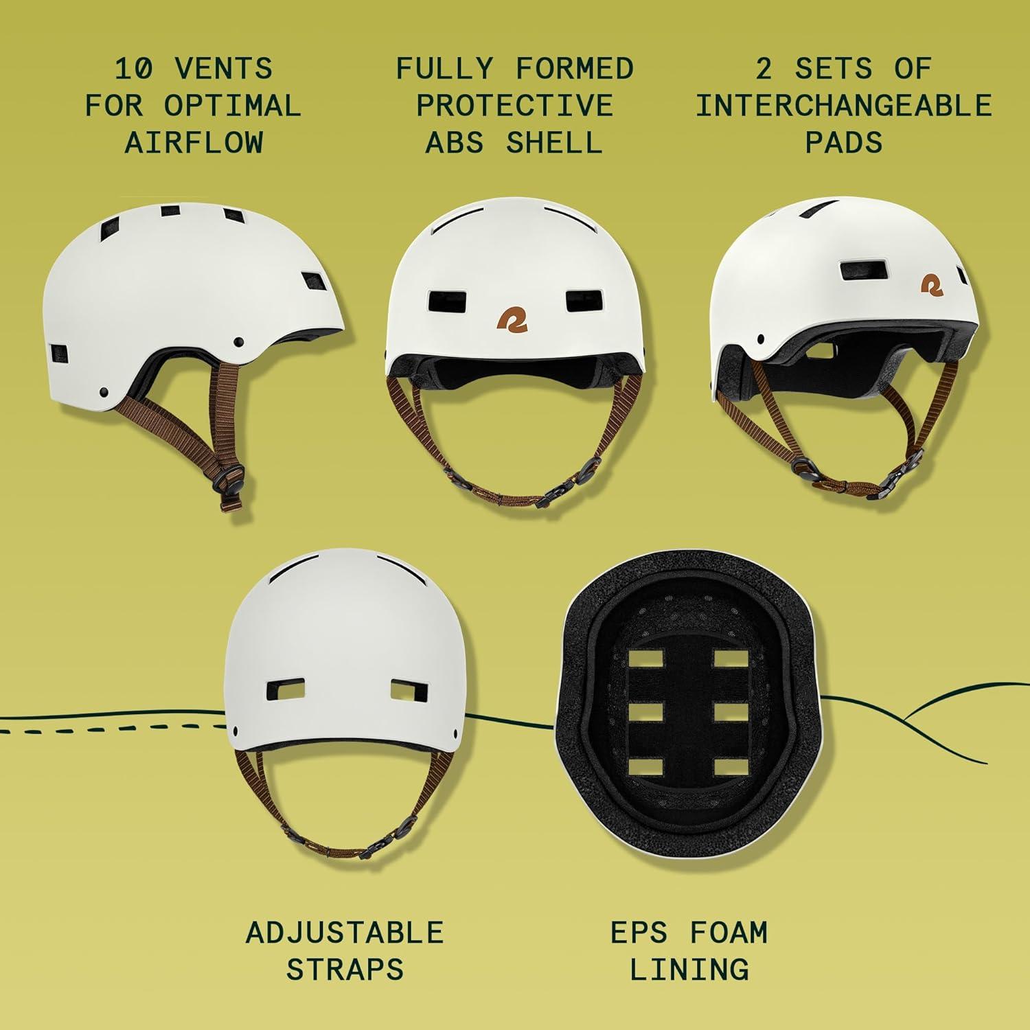 Retrospec Dakota Adult Bike Helmet for Men & Women – Multi-Sport Protection with ABS Shell, EPS Foam, 10 Vents & Removable Washable Padding for BMX, Skating, Scooter and Skate – Helmets for Adults(Matte Eggshell)