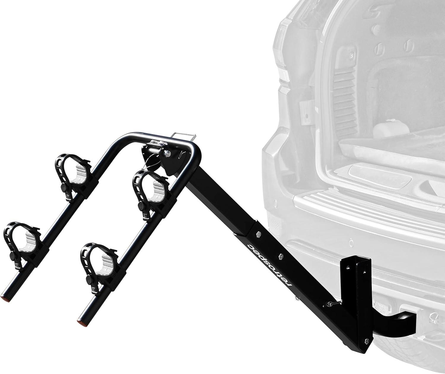 Retrospec Lenox 2-5 – Bike Hitch Rack for Cars, Trucks, SUVs with 2 Hitch | Foldable Steel Frame with Anti-Rattle Adapter, Tie Down Cradles and Straps – Fits Most Frames(Black)