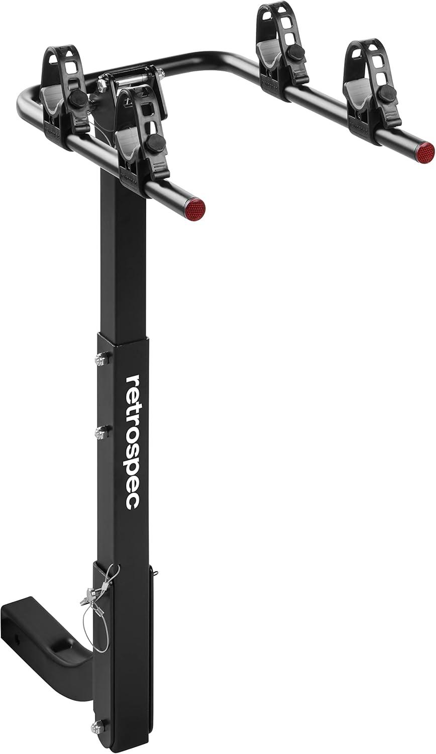 Retrospec Lenox 2-5 – Bike Hitch Rack for Cars, Trucks, SUVs with 2 Hitch | Foldable Steel Frame with Anti-Rattle Adapter, Tie Down Cradles and Straps – Fits Most Frames(Black)