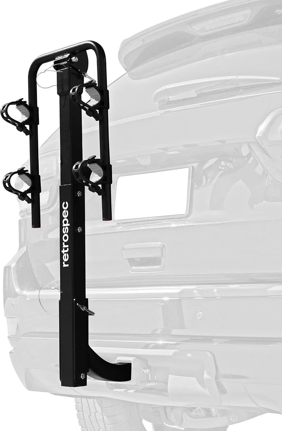 Retrospec Lenox 2-5 – Bike Hitch Rack for Cars, Trucks, SUVs with 2 Hitch | Foldable Steel Frame with Anti-Rattle Adapter, Tie Down Cradles and Straps – Fits Most Frames(Black)
