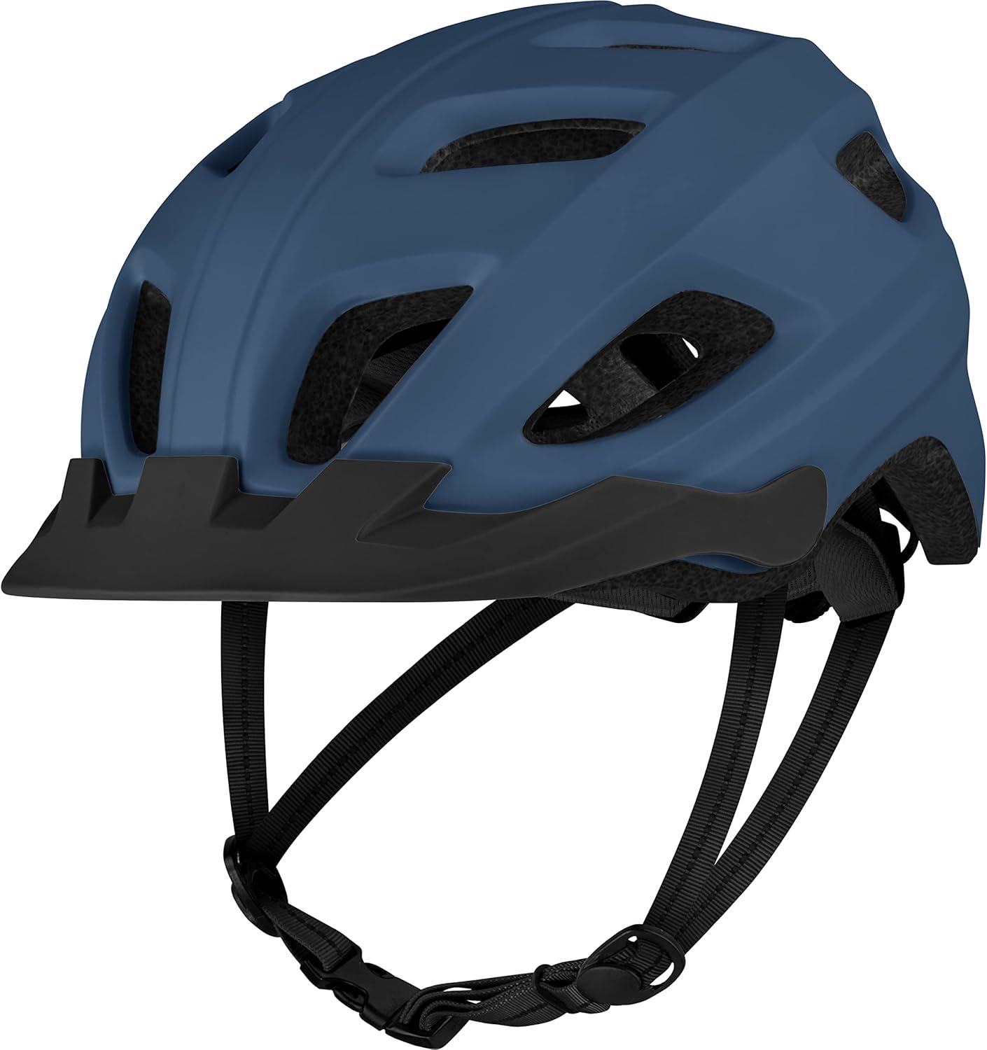 Retrospec Lennon Adult Bike Helmet with LED Safety Light Adjustable Dial & Removable Visor – Adjustable Bicycle Cycling Helmet for Men & Women(Matte Navy)