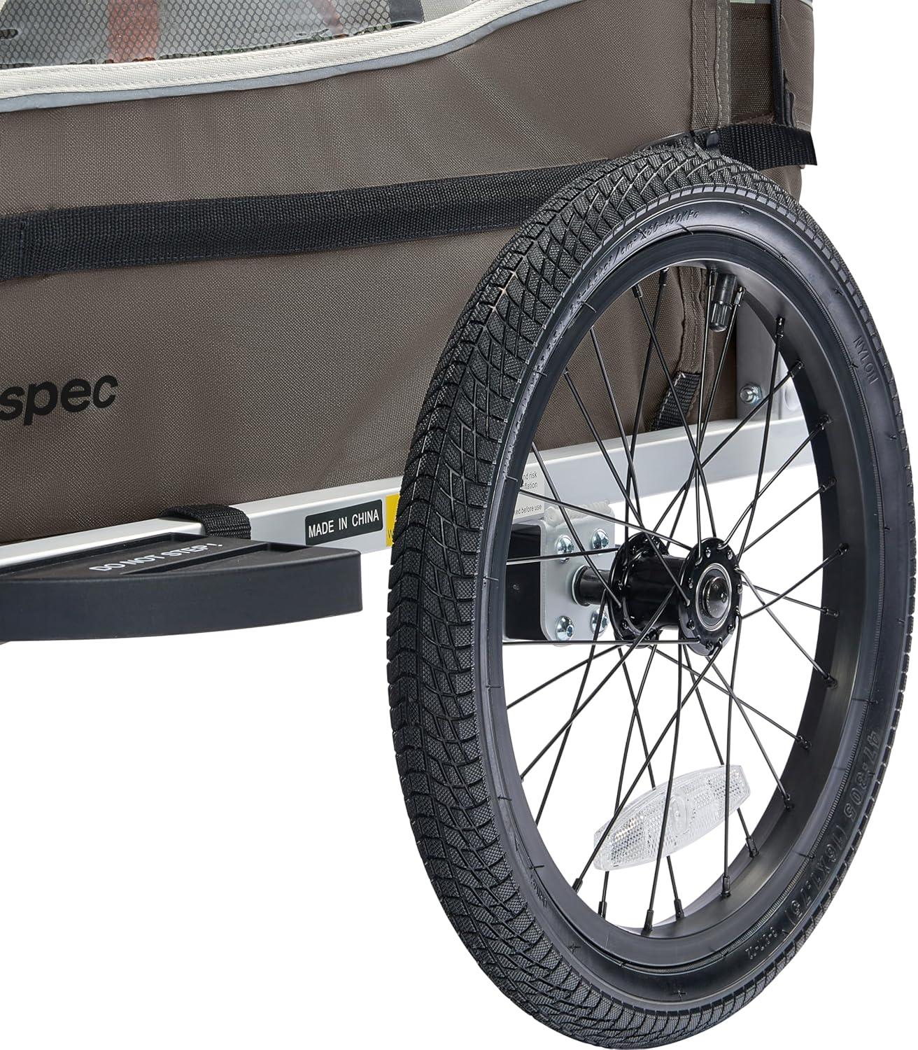 Retrospec Rover Plus Foldable Bike Trailer for Kids, Single/Double Passenger Child Bike Trailer with 5-Point Safety Harness, Reflective, Weather-Resistant Fabric and Safety Flag – Supports 40-80 lbs(Basalt)