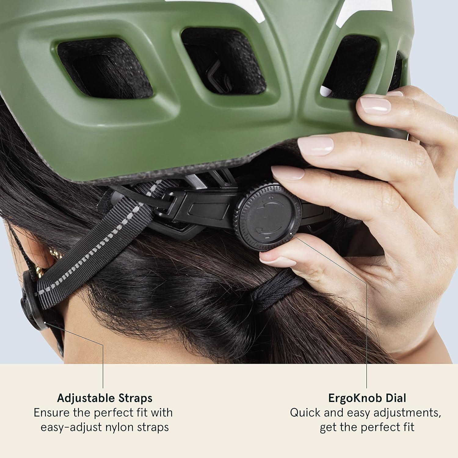 Retrospec Lennon Adult Bike Helmet with LED Safety Light Adjustable Dial & Removable Visor – Adjustable Bicycle Cycling Helmet for Men & Women(Matte Forest)