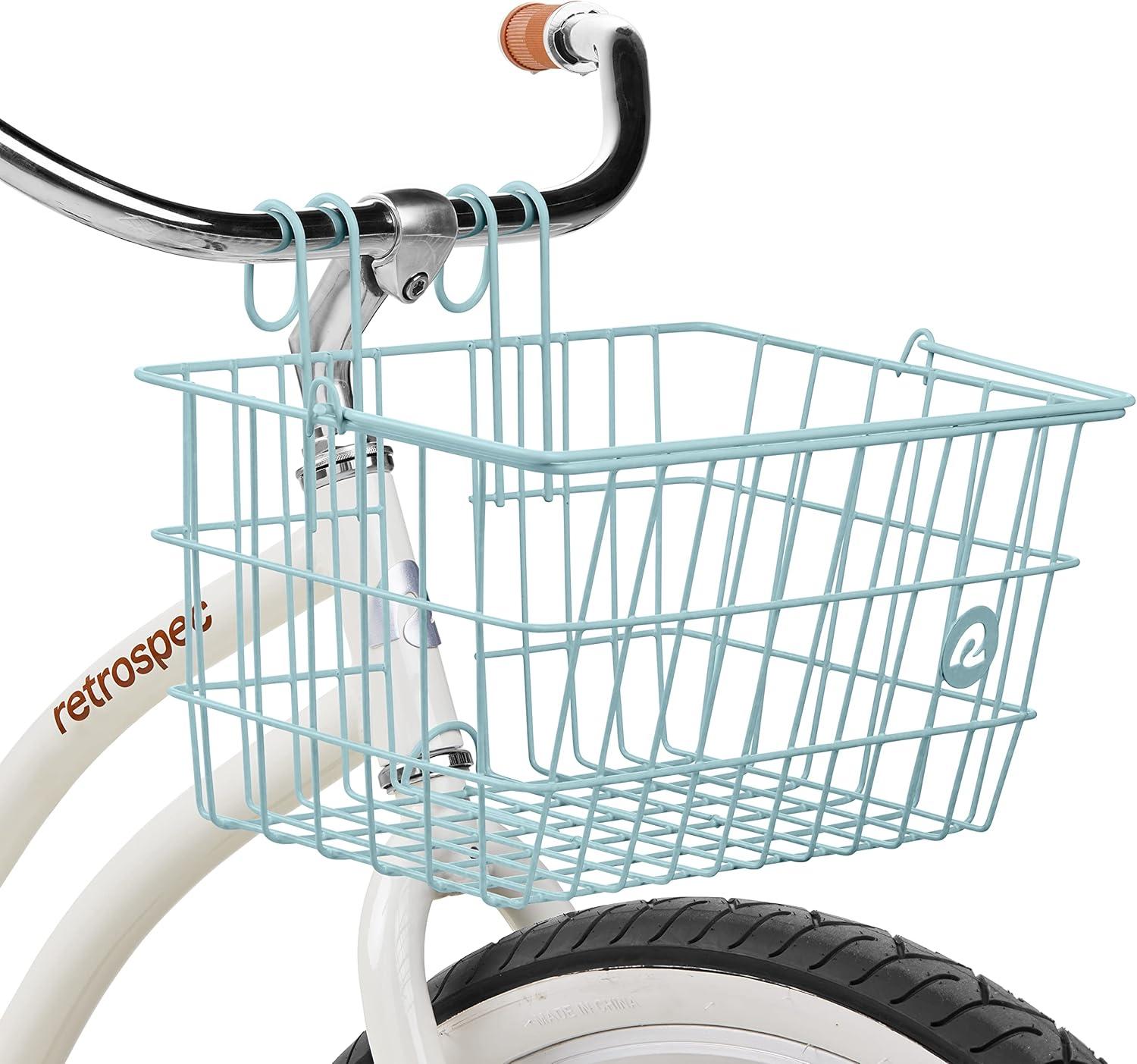 Retrospec Apollo-Lite Lift-Off Bike Basket – Detachable Steel Handlebar Basket with Carrying Handle for Commuting, Shopping & Beach Trips – 14.5in x 9.5in Weather-Resistant Biking Gear(Cool Mint)