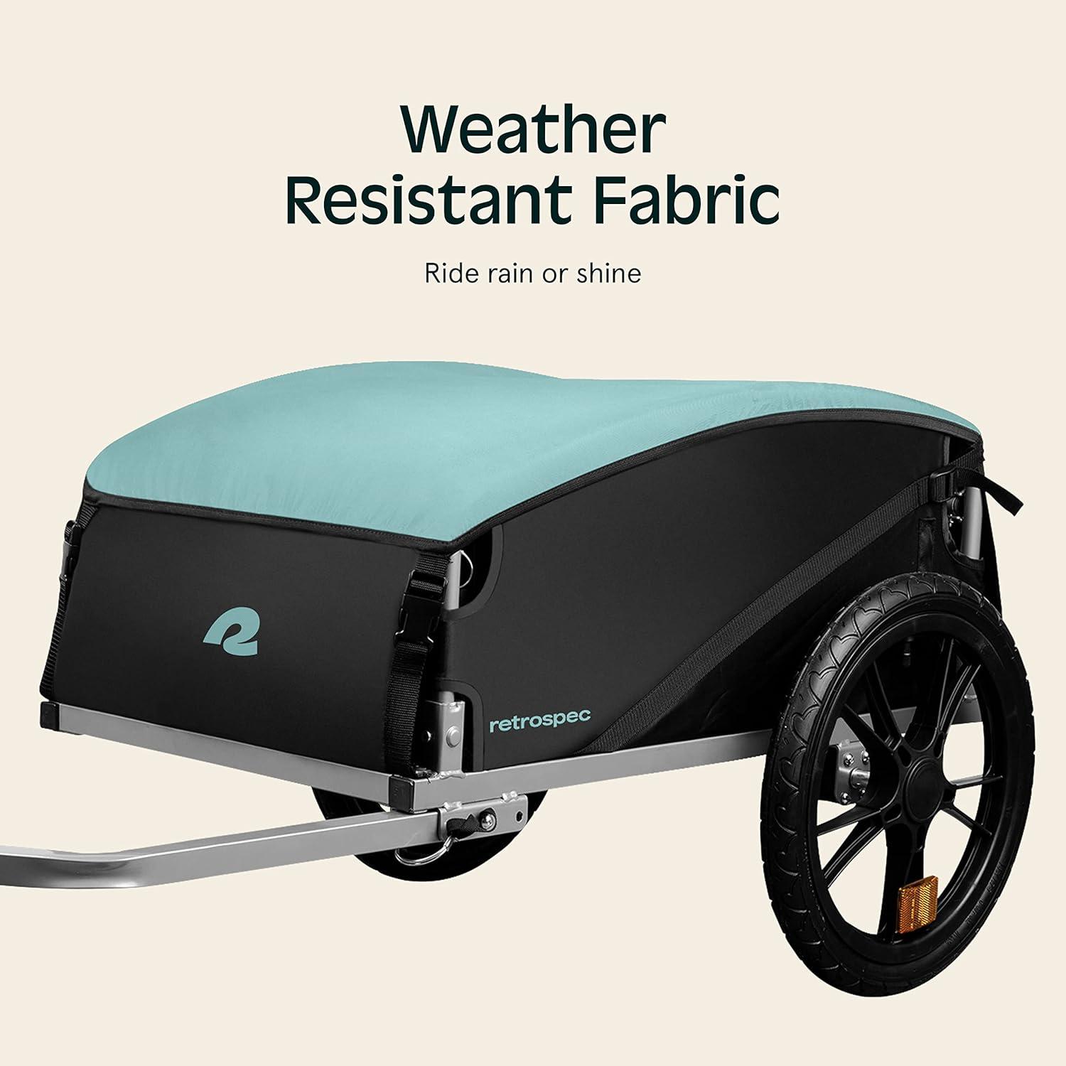 Retrospec Rover Hauler Bike Cargo Trailer – Foldable Frame with Weather-Resistant Fabric & 80lb Capacity – Universal Bike Trailer for 20-29in Wheels – Includes Safety Flag & D-Ring Anchors(Blue Ridge)