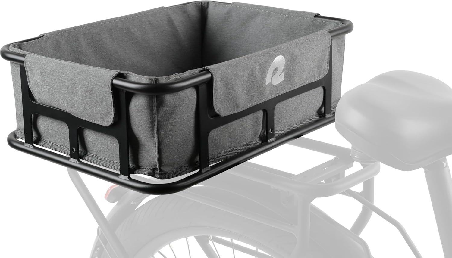 Retrospec EverythingBin Heavy-Duty Steel eBike Rear Basket with Water-Resistant Liner – Large Capacity Cargo Carrier for Electric Bikes (13x18x5.7)(With Liner)
