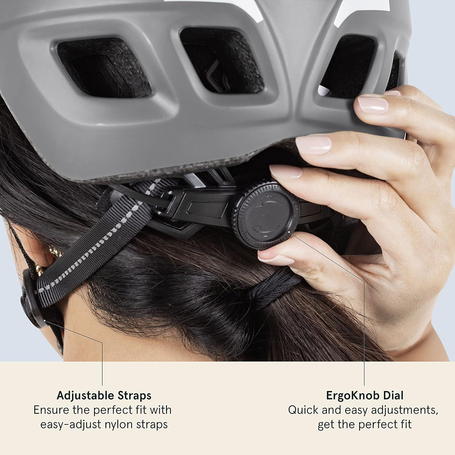 Retrospec Lennon Adult Bike Helmet with LED Safety Light Adjustable Dial & Removable Visor – Adjustable Bicycle Cycling Helmet for Men & Women(Matte Stone)