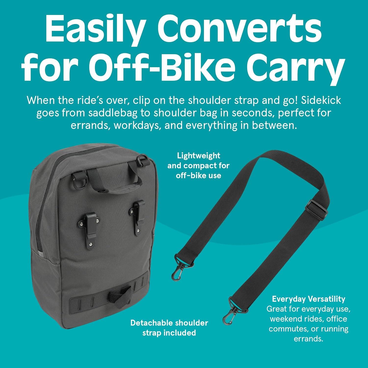 Retrospec Sidekick Single & Dual Pannier Bike Bag – Waterproof Commuter Pannier with Laptop Sleeve, Reflective Rain Cover & Carry Strap – Eco-Friendly 600D rPET – 17″ Large Capacity(Single)