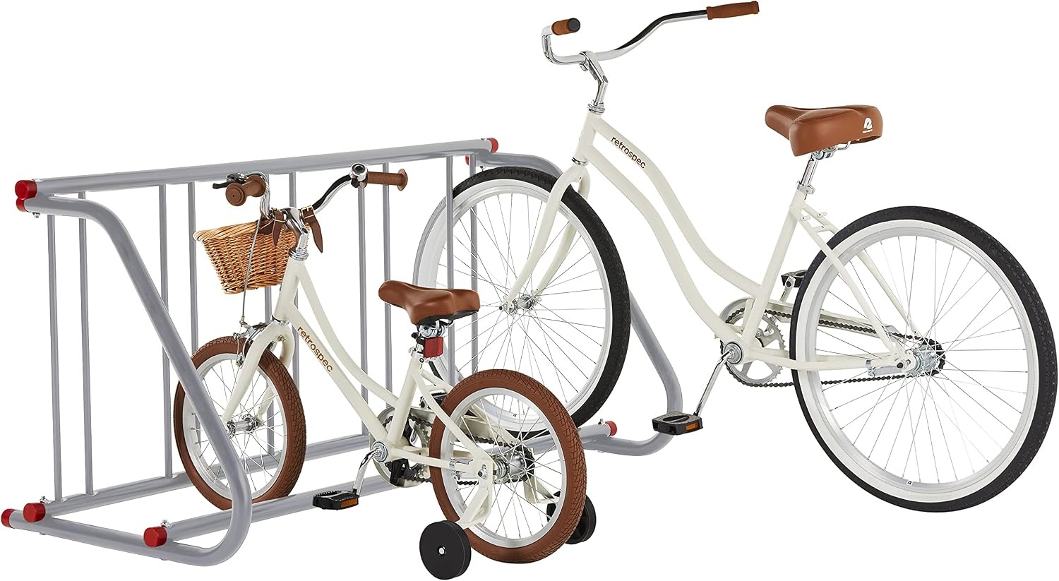 Retrospec Commercial Grid Bike Rack – Single & Double Sided – Bicycle Storage Stand for Garages, Stores, Schools & Universities Power Coated Steel | for Garages, for Stores, for Schools, for Universities(Silver)