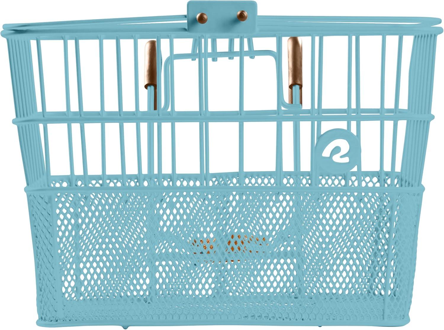 Retrospec Apollo Detachable Front Bike Basket Steel Half-Mesh with Integrated Detachable Hooks and Built-In Handle, Easy Assembly and Portability for Bicycles(Cool Mint)