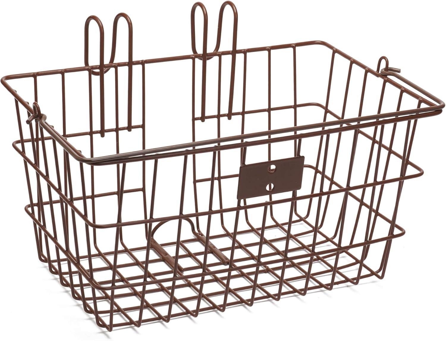 Retrospec Apollo-Lite Lift-Off Bike Basket – Detachable Steel Handlebar Basket with Carrying Handle for Commuting, Shopping & Beach Trips – 14.5in x 9.5in Weather-Resistant Biking Gear(Legacy Brown)