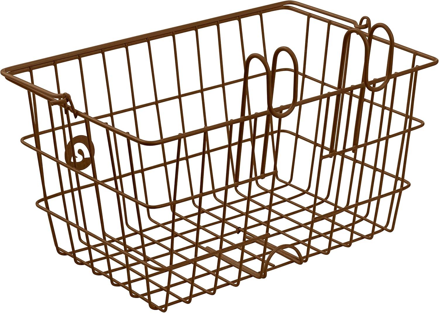 Retrospec Apollo-Lite Lift-Off Bike Basket – Detachable Steel Handlebar Basket with Carrying Handle for Commuting, Shopping & Beach Trips – 14.5in x 9.5in Weather-Resistant Biking Gear(Brown)