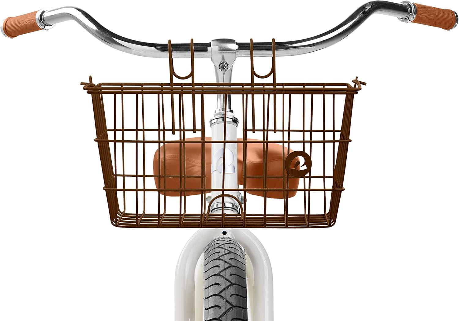 Retrospec Apollo-Lite Lift-Off Bike Basket – Detachable Steel Handlebar Basket with Carrying Handle for Commuting, Shopping & Beach Trips – 14.5in x 9.5in Weather-Resistant Biking Gear(Brown)