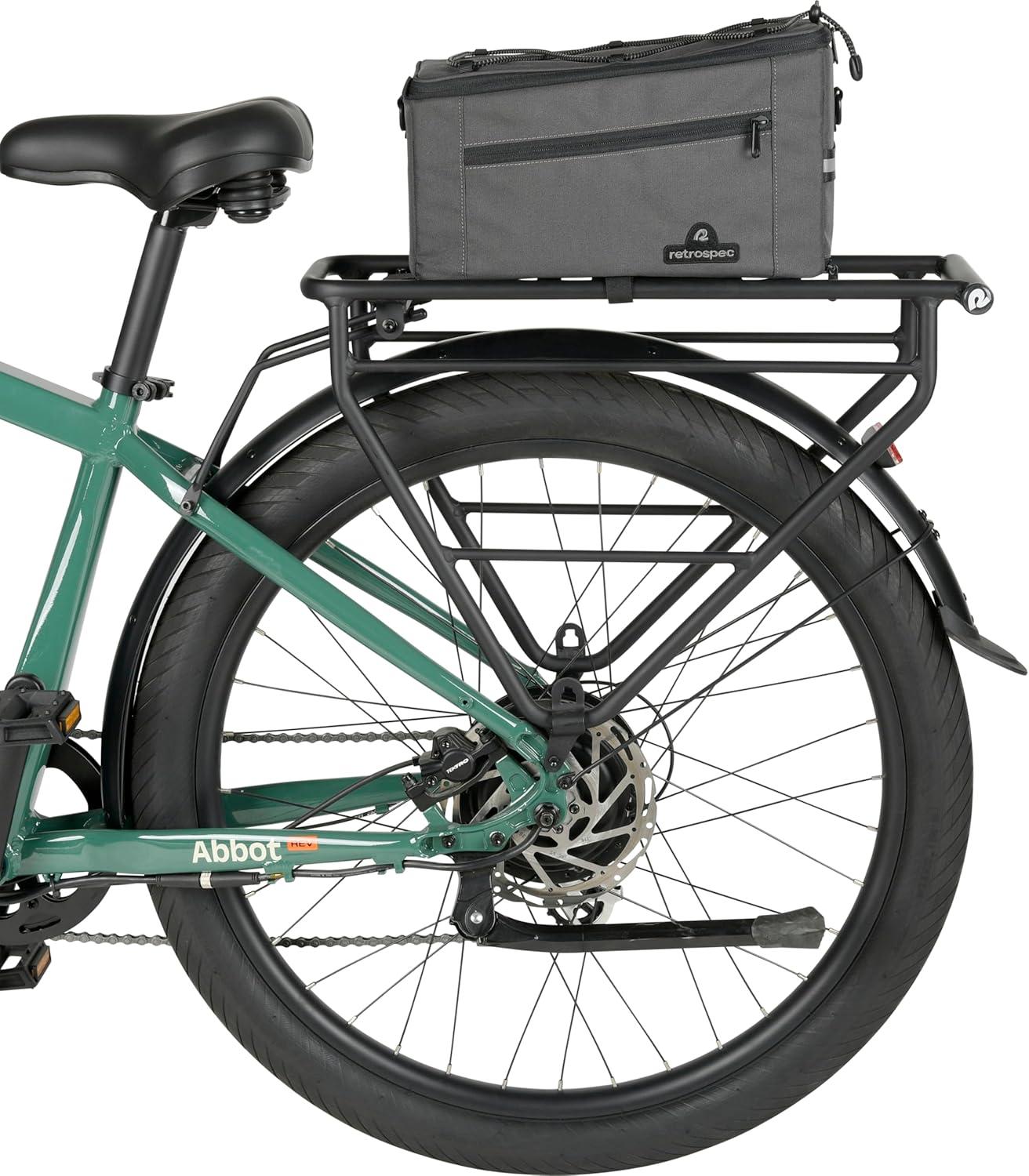 Retrospec Cahoot Waterproof Bike Trunk Bag – rPET Cycling Rear Rack Storage Bag with Rain Cover and Carry Strap for Commuter – E-Bike Compatible (7.75″x12.5″x5.75″)
