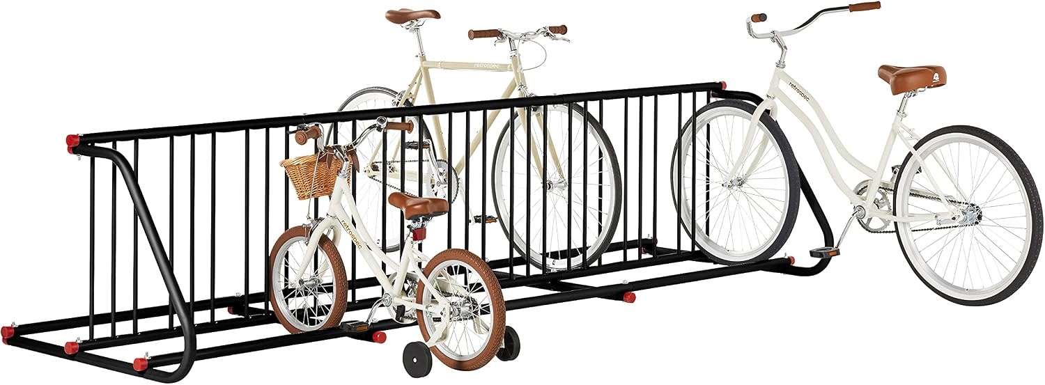 Retrospec Commercial Grid Bike Rack – Single & Double Sided – Bicycle Storage Stand for Garages, Stores, Schools & Universities Power Coated Steel | for Garages, for Stores, for Schools, for Universities(Black)