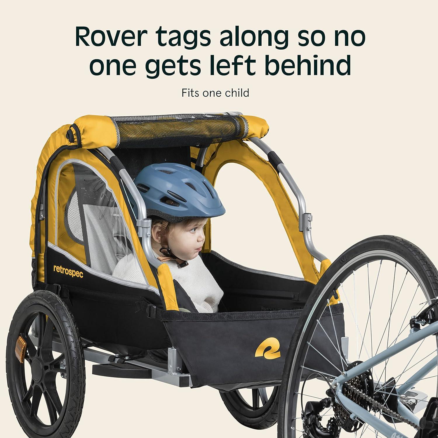 Retrospec Rover Kids Bicycle Trailer Single and Double Passenger Children’s Foldable(Sun)